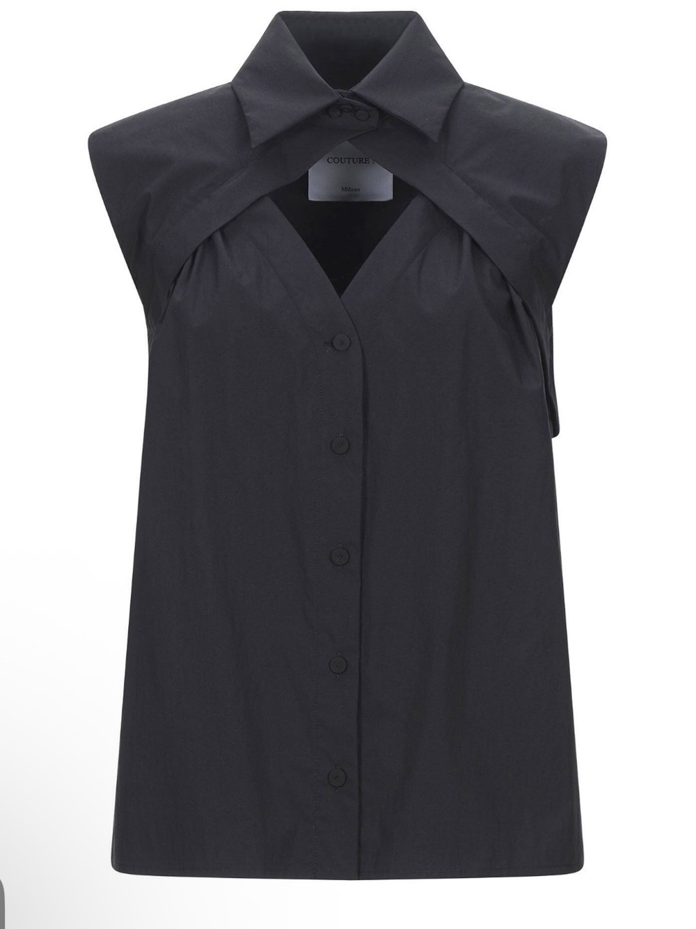 Moschino Black Sleeveless Button-Front Collar Blouse